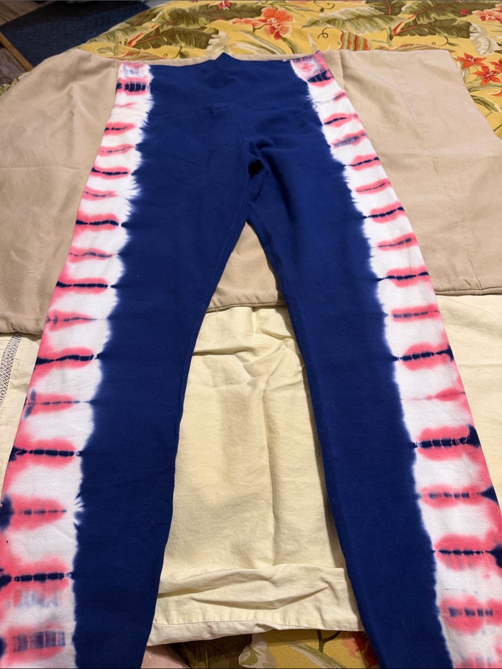 Wildfox Girls Navy Leggings with Pink Tie-Dye Side Panels